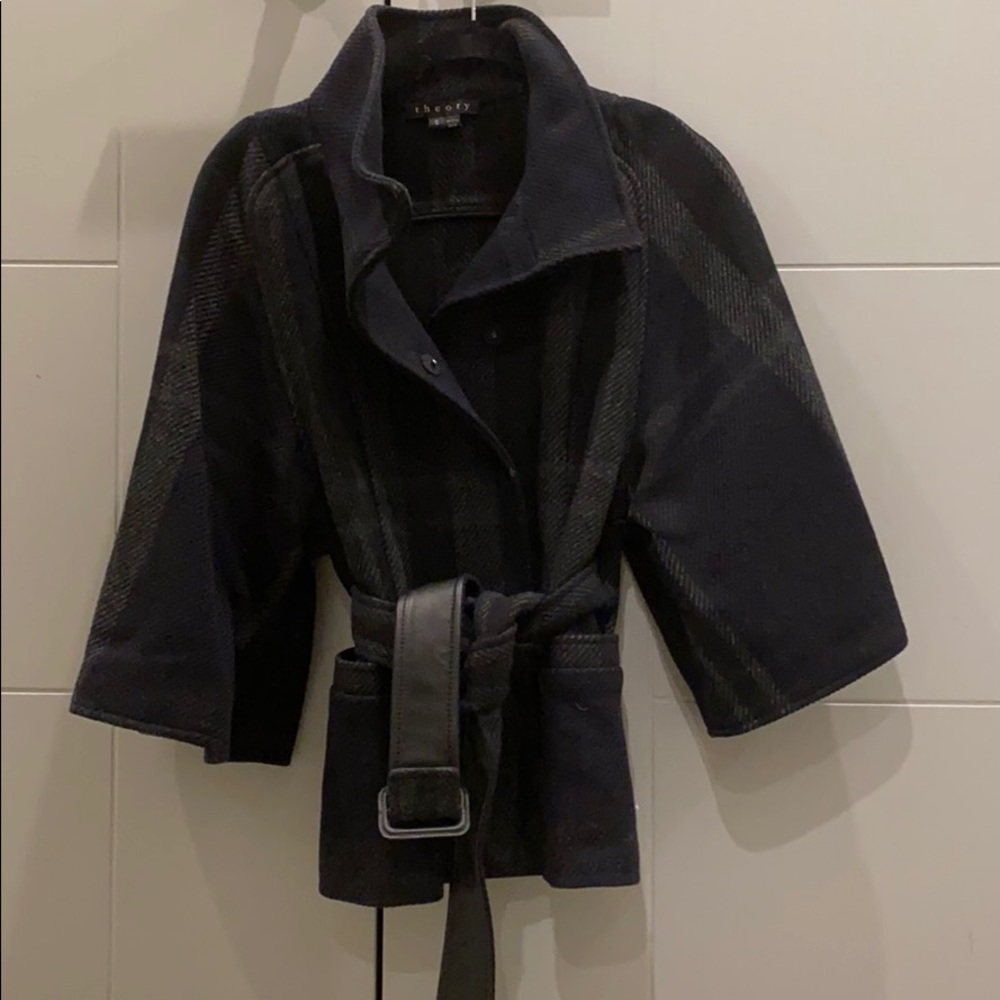 Theory navy and grey wool jacket size small